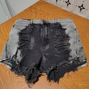 Foreign Exchange Distressed High-Waisted Shorts